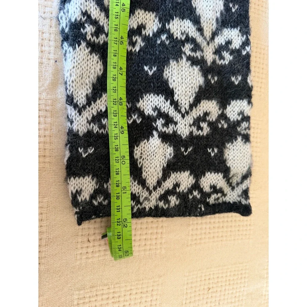 Everitt Vintage Mohair Blend Fair Isle Scarf Black‎ White Made in USA WPL 7647